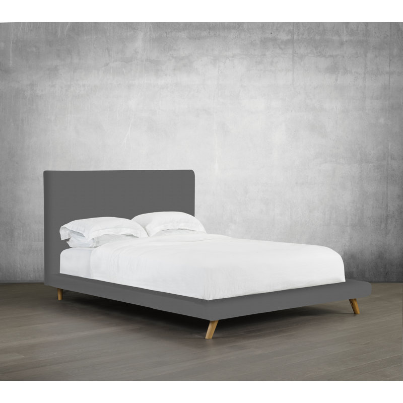 Lit plateforme tapissier Brownell, Double, Graphite