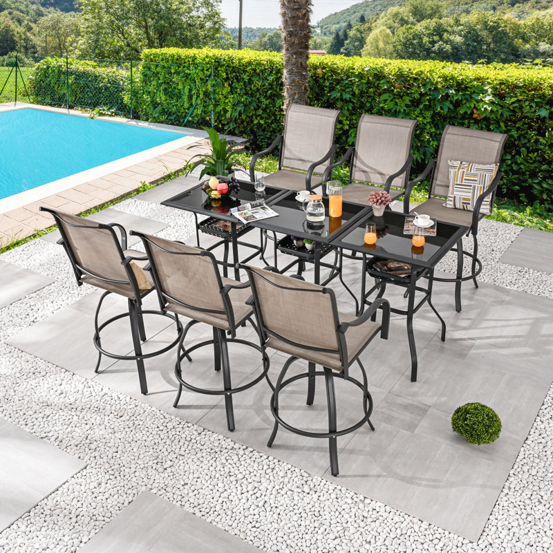 Motto 6 - Person High Seating Bistro Dining Set, Gray