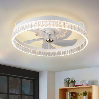19.7'' 5- Blade Dimmable Led Ceiling Fan With Remote Control And App，Indoor Remote Control Ceiling Fans With Lights