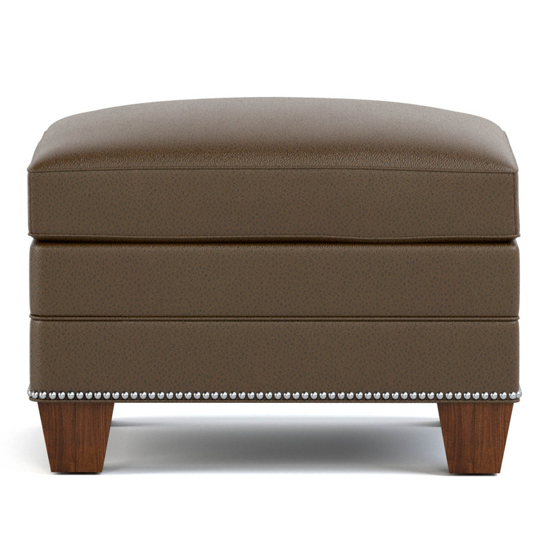 Malden Ottoman, Weston Truffle Genuine Leather