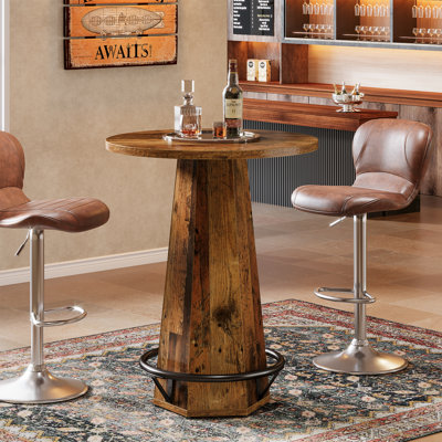 39.4" H Round Bar Table for Pub, Bistro, Dining Table for Dining Room