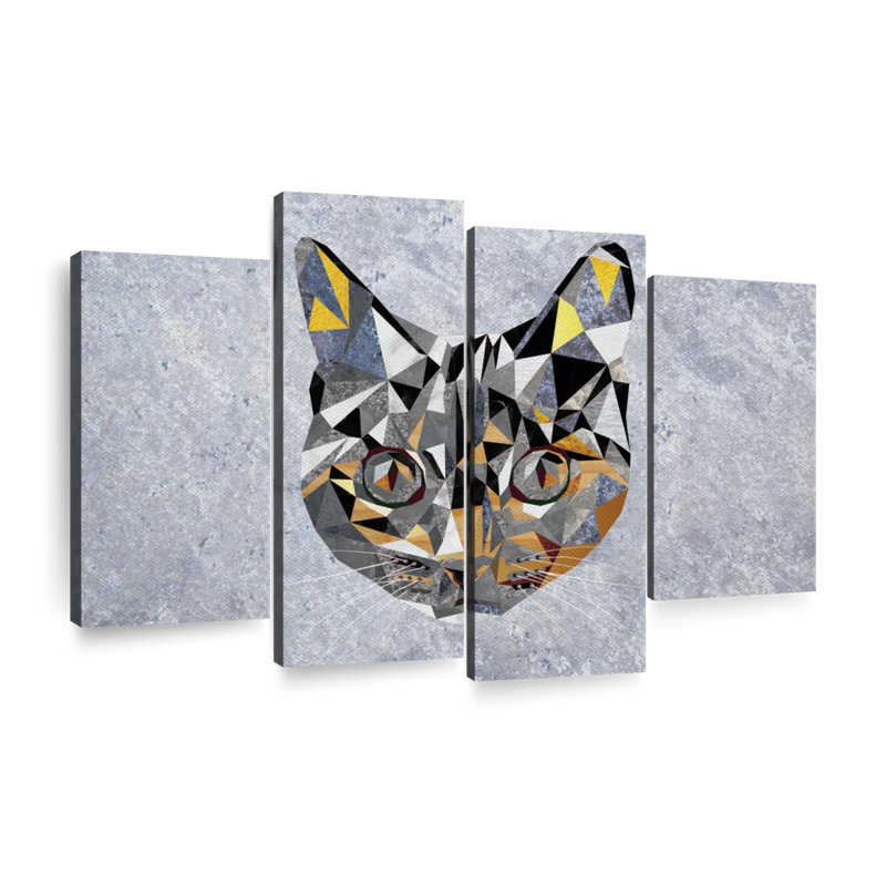 «Geometric Cat», reproduction d'art sur toile, H 22 po x l 36 po x P 1 po