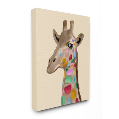«Giraffe with Rainbow Colored Spots Illustration», impression
