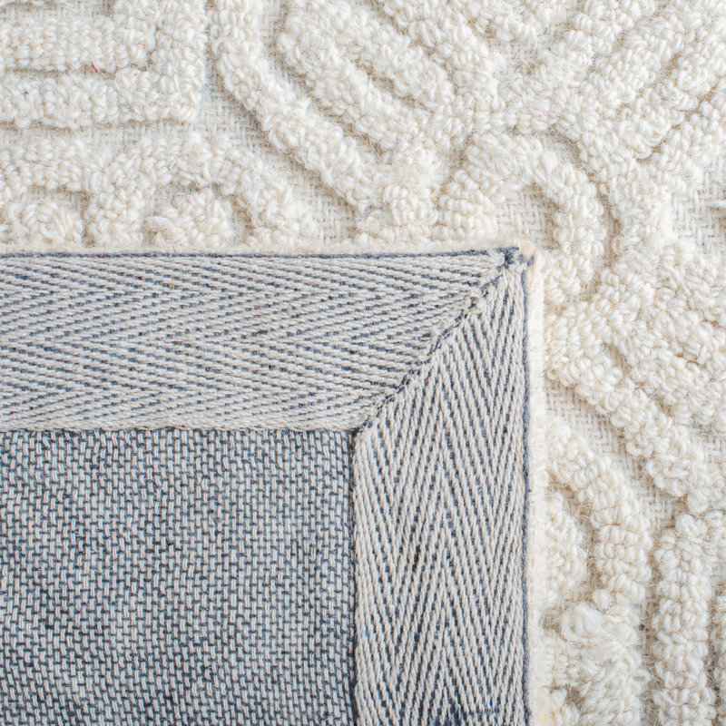 Jellisa Hand Tufted Wool/Cotton Geometric Rug in Ivory, Rectangle 8' x 10'
