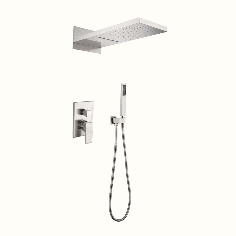 Système de douche complet avec valve brute, Nickel brossé