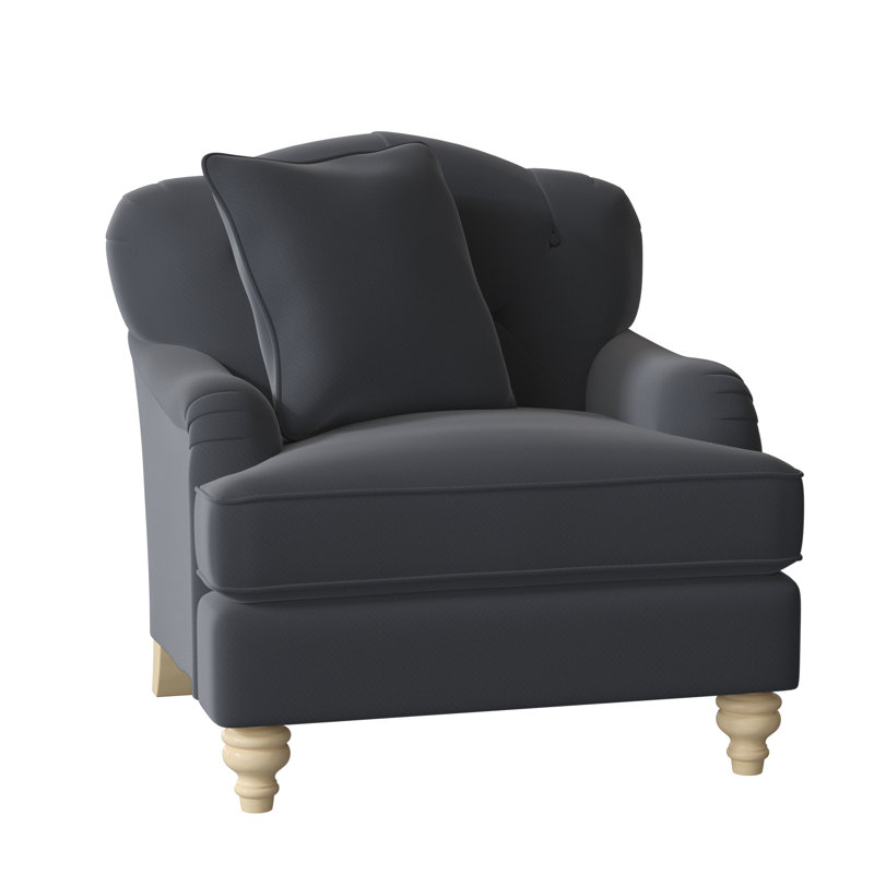 Fauteuil large capitonné 38 po Sullivan, Chenille performance marine Craftwood 23, Non, Pécan
