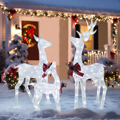 Ensemble de 3 présentoirs de cerf de Noël éclairés Gutierrez