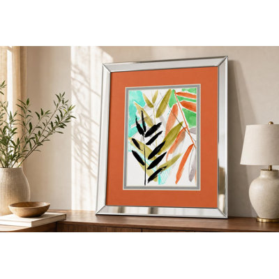 Art mural Vivid Fronds - 34 po x 40 po - Cadre en miroir