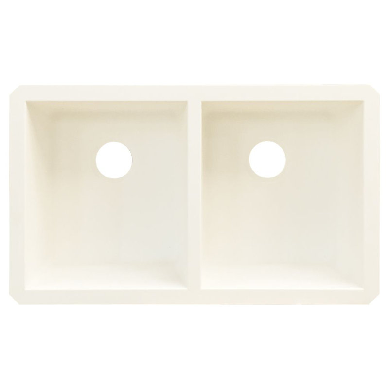 Évier de cuisine encastré double en granite Radius L 31 po x l 18,5 po Radius, Blanc