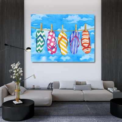Rosecliff Heights Brent, Paul Gallery Wrapped Canvas Art Titled: Clothesline Flip Flops Horizontal