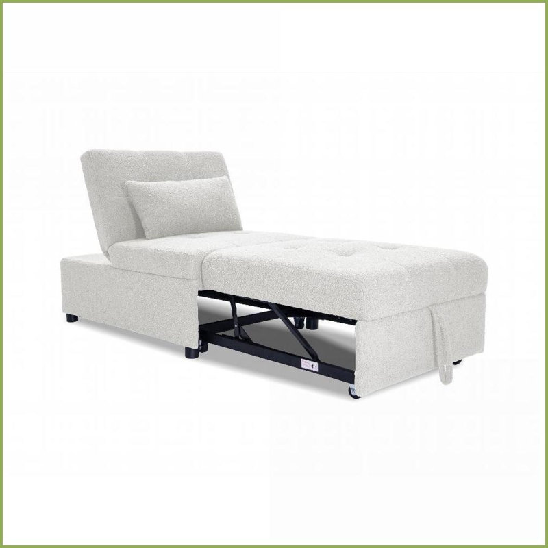 Fauteuil convertible moderne sans accoudoirs avec tissu sherpa - Lit simple escamotable pour petits espaces | Sherpa | Sans accoudoirs | Blanc