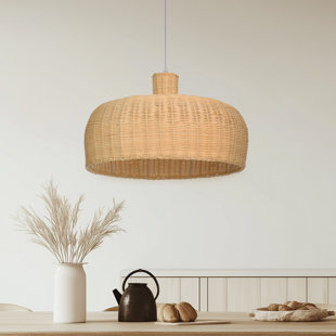 Boho Rattan Hanging Light for Kitchen Island