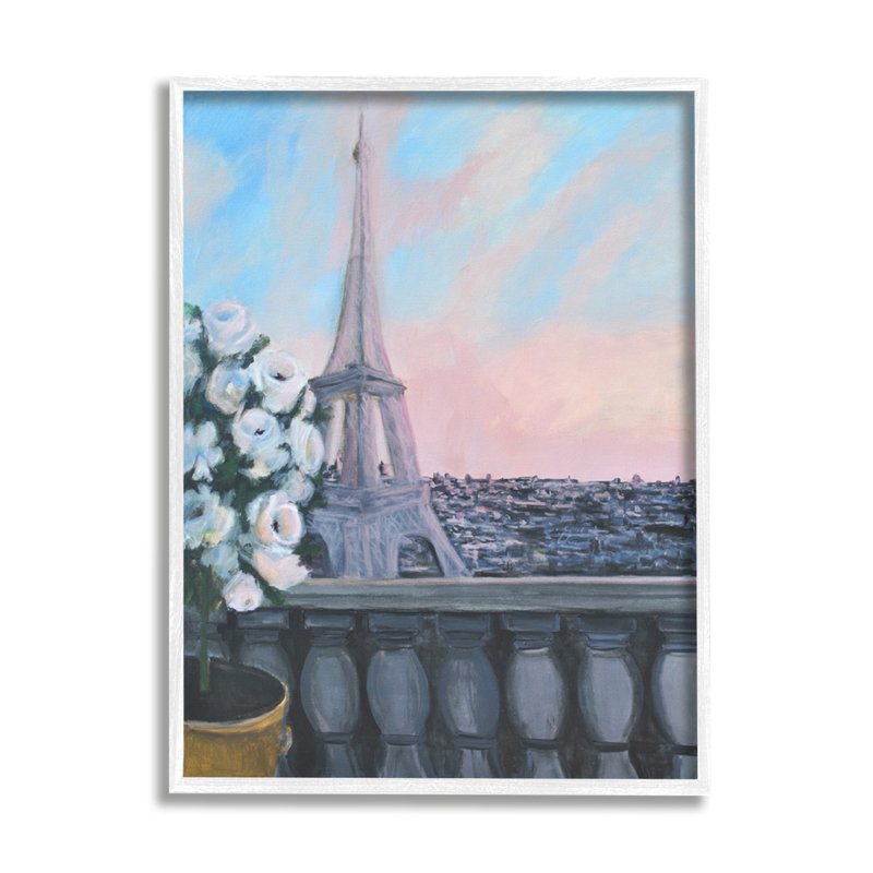 Printemps, Tour Eiffel, balcon, architecture européenne traditionnelle XXL, estampe numérique encadrée par Allayn Stevens