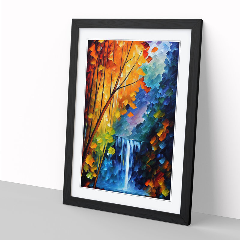Waterfall - Single Picture Frame Painting, 64cm H x 46cm W x 2cm D, Walnut