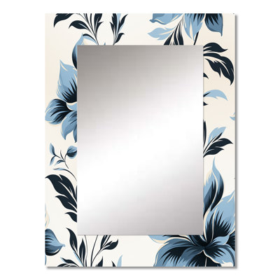 Emblyn Ferns Monochrome Damask Harmoney - Floral Large Mirror, Floral Unique Wall Mirror Decor, Printed Metal Art