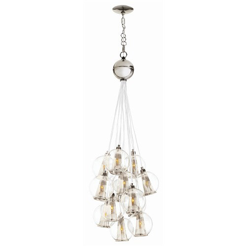 Laura Kirar 8 - Light Pendant, 51" H x 28" W x 28" D, Polished Nickel/Clear