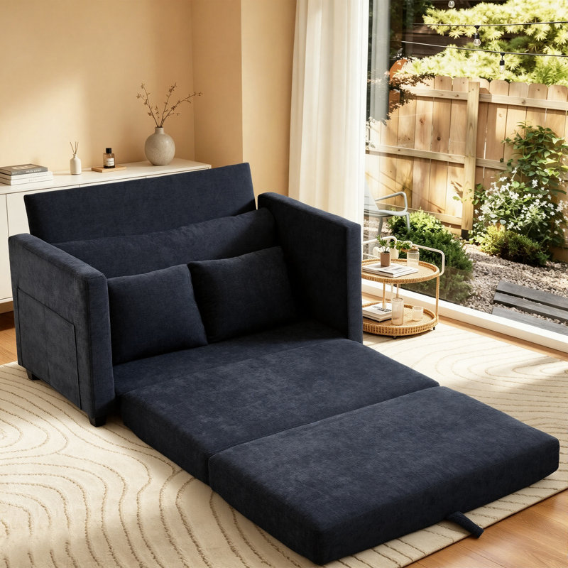 Fauteuil-lit 52 po en chenille, Noir