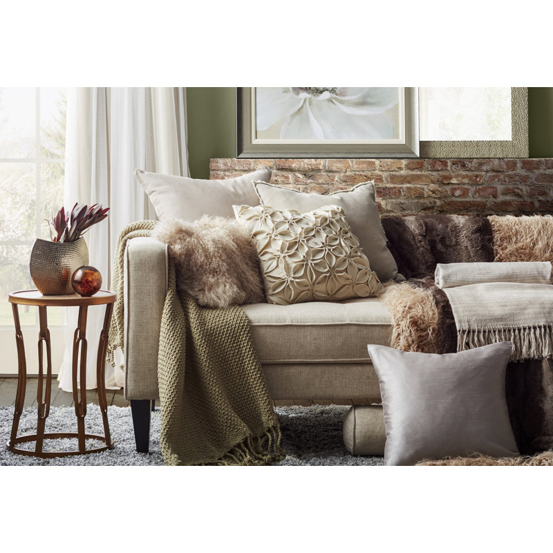 Iyana Wool Throw Pillow, Oyster, 12"H x 20"W