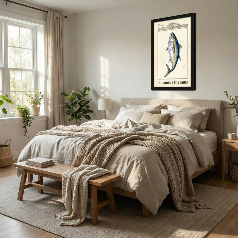 Animals Thunnus Thynnus Fish Print Artwork Vintage Style, 24" H x 16" W