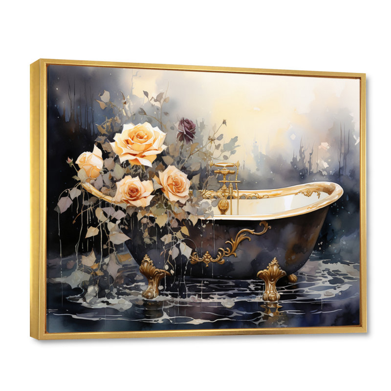 Baignoire Dameisha en or VI, H 34 po x l 44 po, Cadre flottant doré