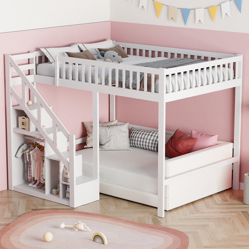 Luna Solid Wood Heavy Duty Sleeper Loft Bunk Bed, European Double (140 x 200 cm)