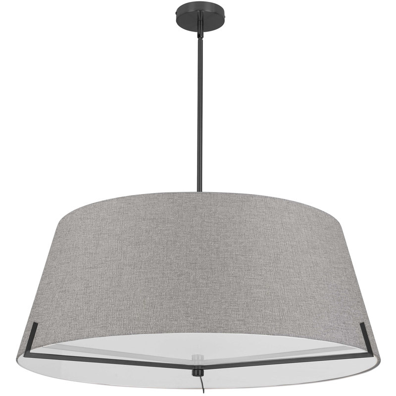 Luminaire suspendu 4 lumières Krisna, gris, Noir mat, H 12,5 po x l 33 po x P 33 po