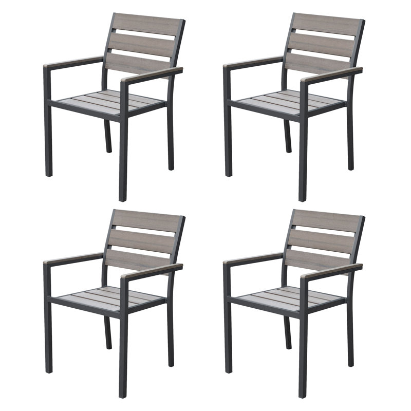 Chaise de patio empilable Adlan, Soleil blanchi au soleil