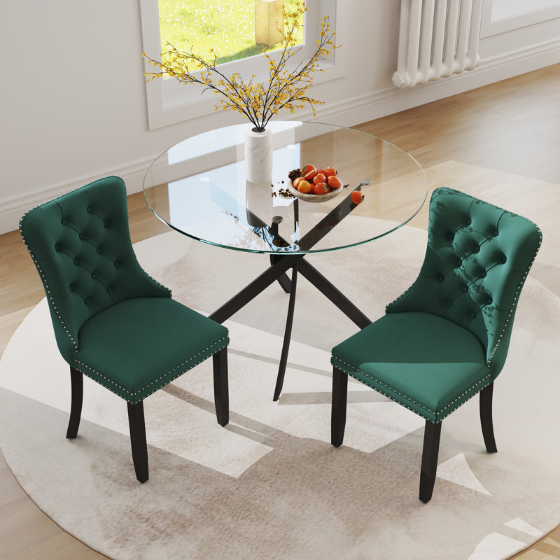 Ensemble repas rond à piédestal, 3, Vert
