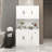 Cabinet 71" Kitchen Pantry Storage With Microwave Oven Countertop, Freestanding Hutch Cabinet With Adjustable Shelves, 6 Doors And 1 Drawer-1445226239