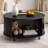 31.5" Modern Round Coffee Table With 360° Curved Sliding Door.-1323270121
