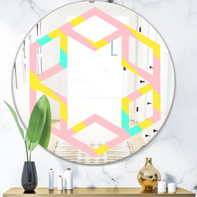 Memphis Neon Pattern Hexagon Star Modern & Contemporary Frameless Wall Mirror