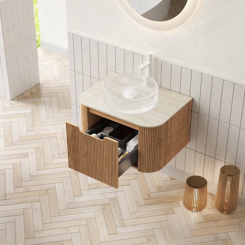 Armoire de salle de bain murale avec comptoir de tiroir et drain de robinet