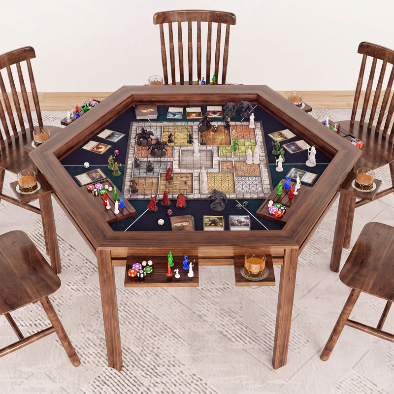 Table de jeu hexagonale à 6 joueurs de 59 po de largeur pour les jeux de société, le poker et les jeux de rôle