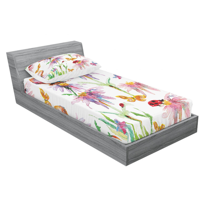 Microfiber Floral Sheet Set, Twin XL Sheet Set with Fitted Sheet, Floral 3