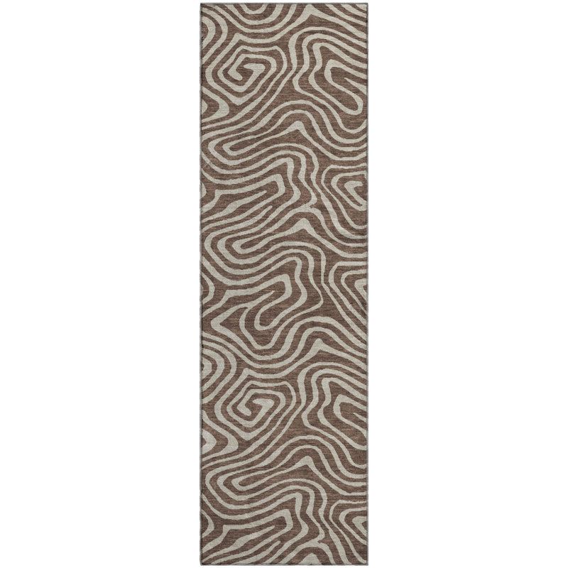 Premium Machine Washable Guada AMF1020 Swirls Rug, Runner 2'3" x 7'6"