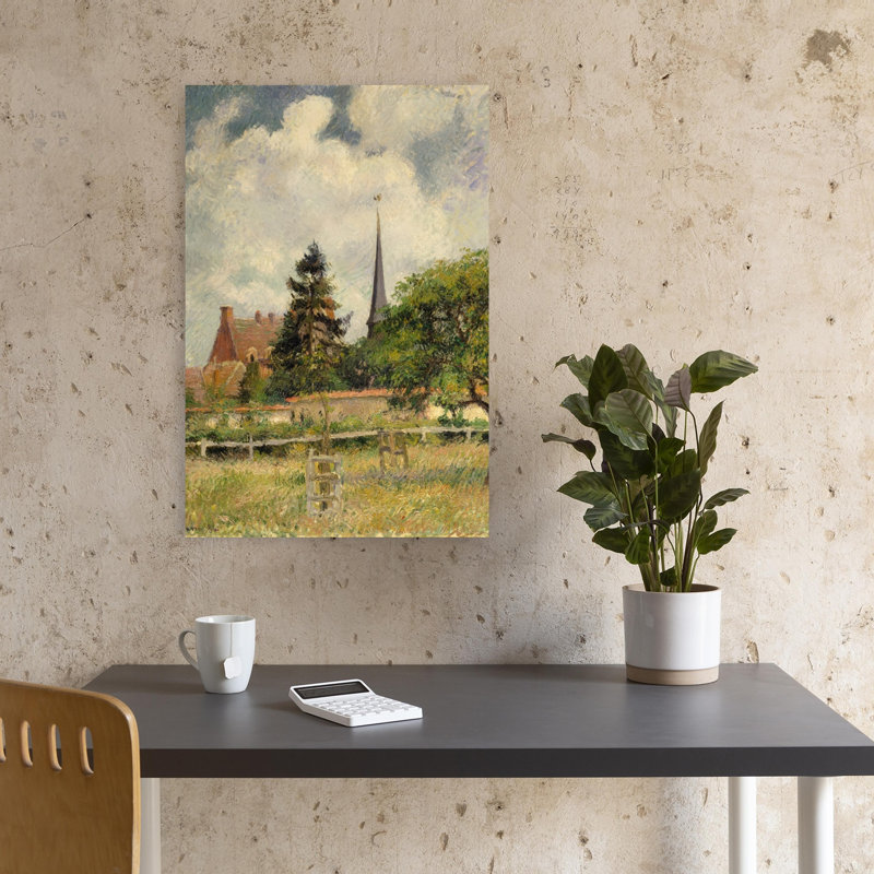 The Church At Eragny, 1884 Impressionist Abstract Contemporary Landscape Tree Wall Art Print - Print, 45.72cm H x 30.48cm W