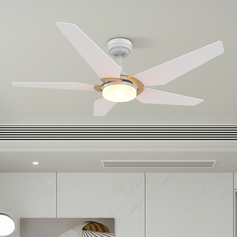 52" 5 - Blade LED Smart Standard Ceiling Fan with  Light, White