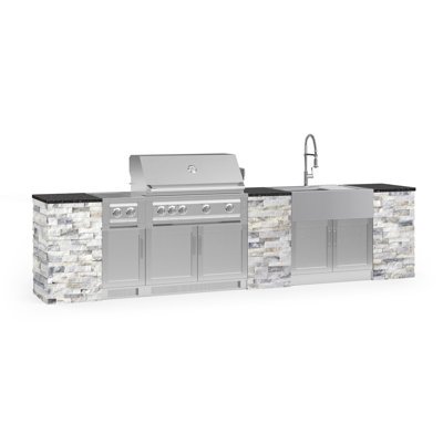 Outdoor Kitchen Signature Series 11 Piece Cabinet Set with 40 in. Natural Gas Platinum Grill -  NewAge Products, 69300