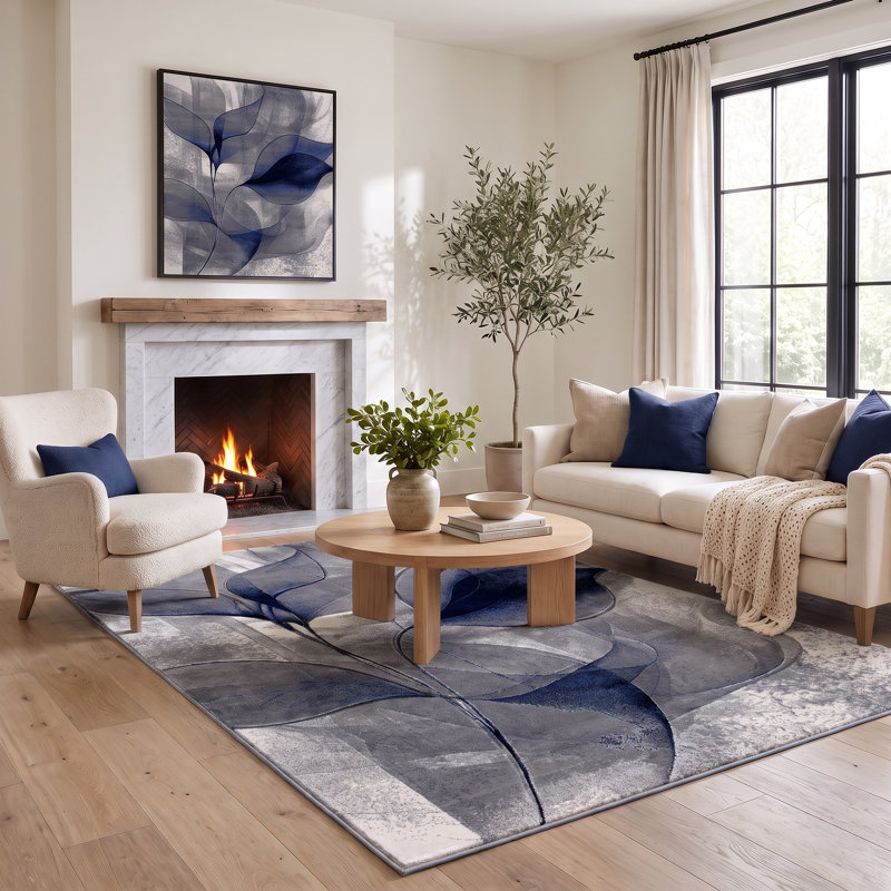 Alva Collection Abstract Patterned Modern & Contemporary Area Rug, 5'2 X 7'5