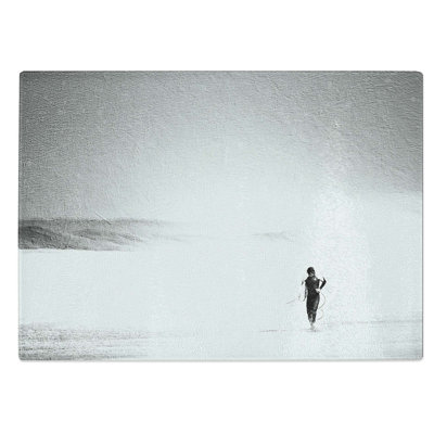 Tempered Glass Surfer Returning Chopping Board