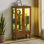 Cabinet Curio avec tablettes réglables et panneau arrière en miroir, portes en verre trempé (3 niveaux) (ampoule E26 non incluse)