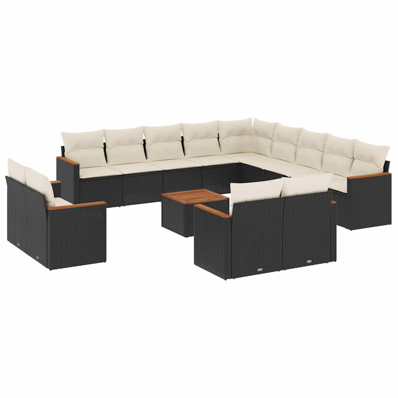 Ensemble de canapé de jardin Vidaxl, Blanc, Noir