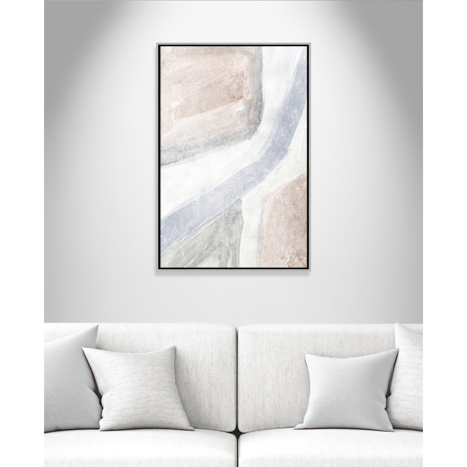 Helmsford "Soften 1" Painting, 37.5" H x 25.5" W x 2" D, Silver