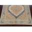 Tapis décoratif en laine noué à la main de conception unique noué à la main New Age Khotan beige/bleu 8 pi 3 po x 9 pi 9 po