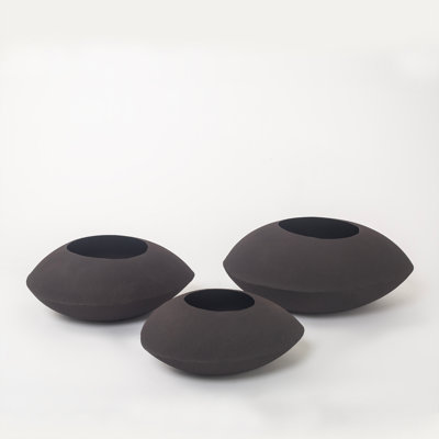 Ensemble de 3 pots à fleurs en métal faits à la main de couleur gris anthracite Mocha - ensemble de 3 (petit, moyen, grand) avec drainage