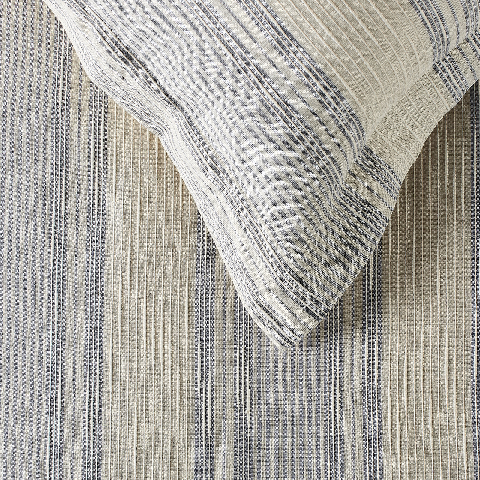 Dorian 100% Linen Sham Set, King, Soft Blue/Gray