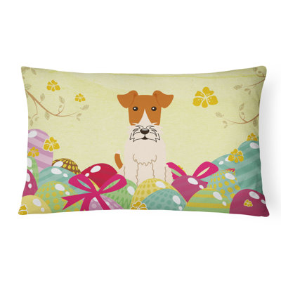 Easter Eggs Wire Fox Terrier Lumbar Pillow