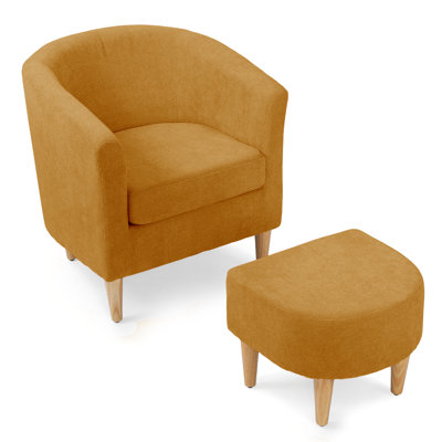 Plumie Upholstered Accent Chair with Ottoman, Modern Armchair Single Sofa with Footrest for Bedroom by Winston Porter