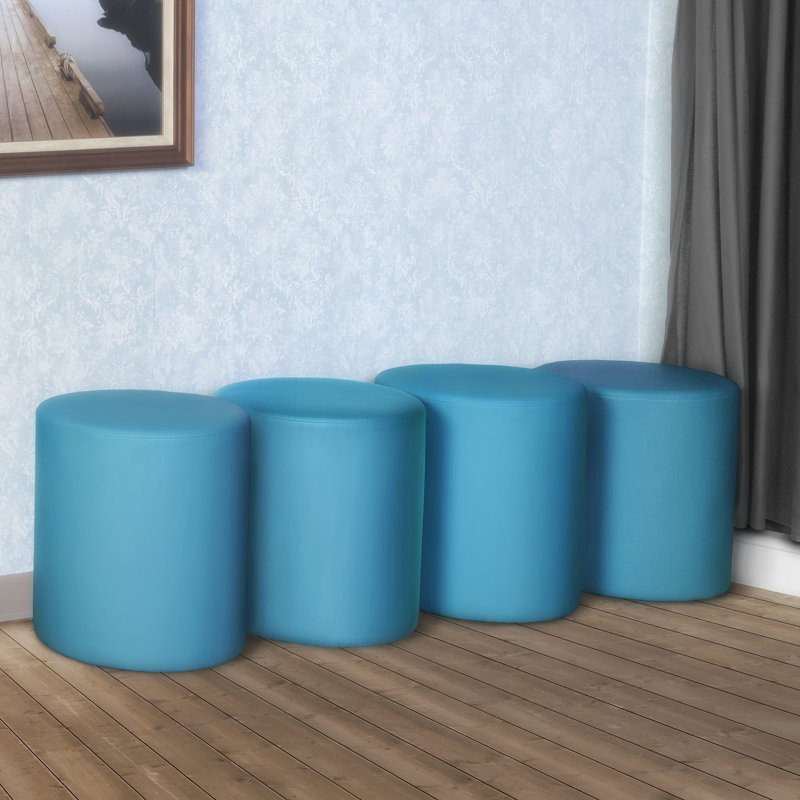 Regency Logan Round Stool Ottoman, Peacock Teal