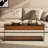 43'' W Rectangular Coffee Table with Tempered Glass Top, Walnut Finish, Drawers & Open Shelf